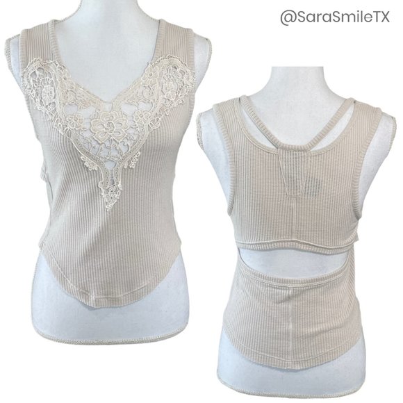 Free People Tops - NWOT {FREE PEOPLE} Open Crochet Cutout Tank Top